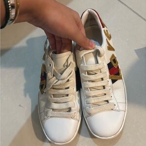Gucci Ace “LOVED” White and Gold Women's Sneakers